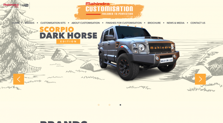 Mahindra's new customisation webpage for car modifications 