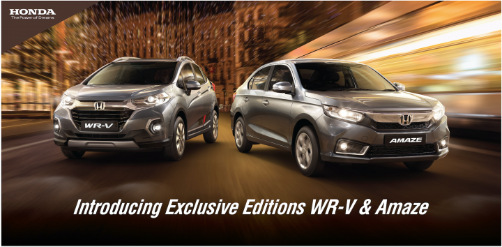 Exclusive Editions of Honda Amaze & WR-V launched 