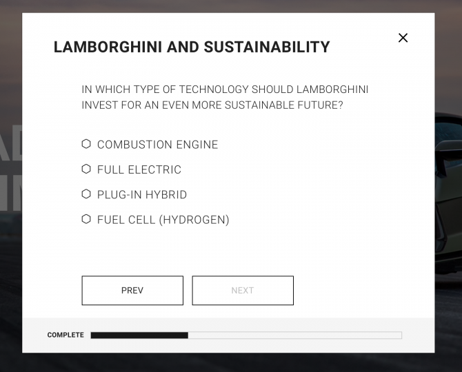 Lamborghini survey hints at future powertrain  