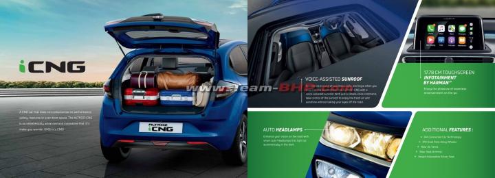 Tata Altroz iCNG brochure leaked; 3 variants get sunroof 