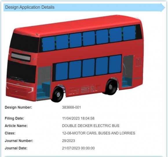 Tata files design patent for a double-decker electric bus 