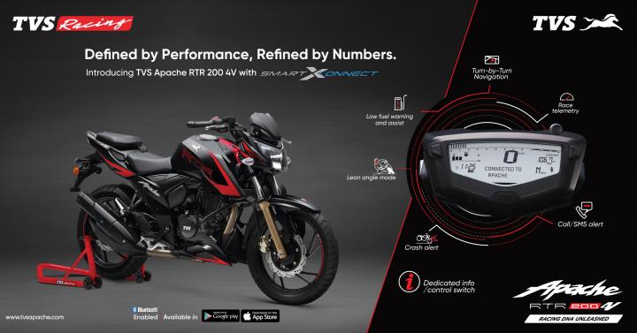 TVS Apache RTR 200 4V with Bluetooth priced at Rs. 1.14 lakh 