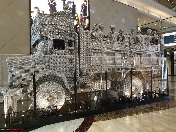 A beautiful Tata Truck made out of small steel discs 