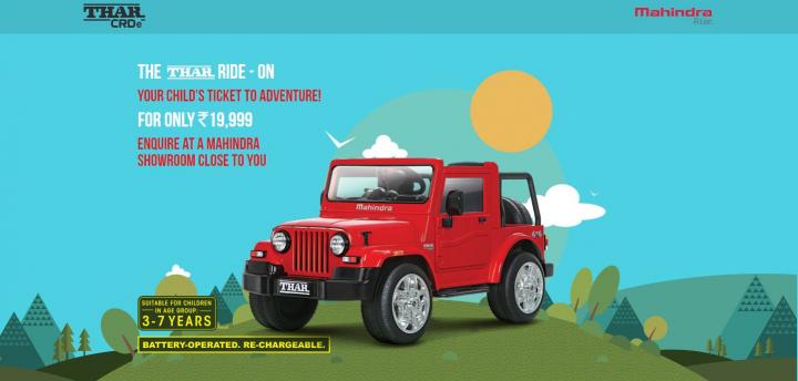 Mahindra Thar Ride-On EV for kids priced at Rs. 19,999 