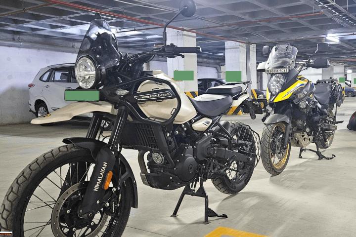 Himalayan 450 mirrors, rider ergos & size comparison with V-Strom 650 