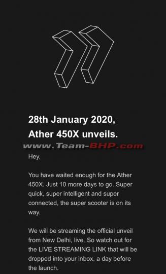 Ather 450X launch on January 28, 2020 