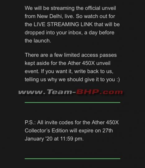 Ather 450X launch on January 28, 2020 