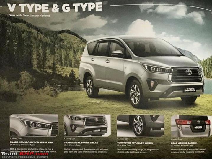 Toyota Innova Crysta, Touring Sport facelift brochure leaked 