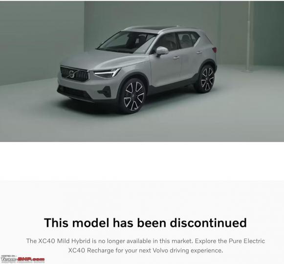 Volvo XC40 Petrol discontinued; now available in EV only 