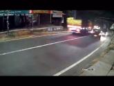 Idiot overtakes truck on a curve